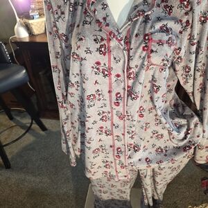 Secret Treasures Kids Pajama Set - Gray and Red Floral